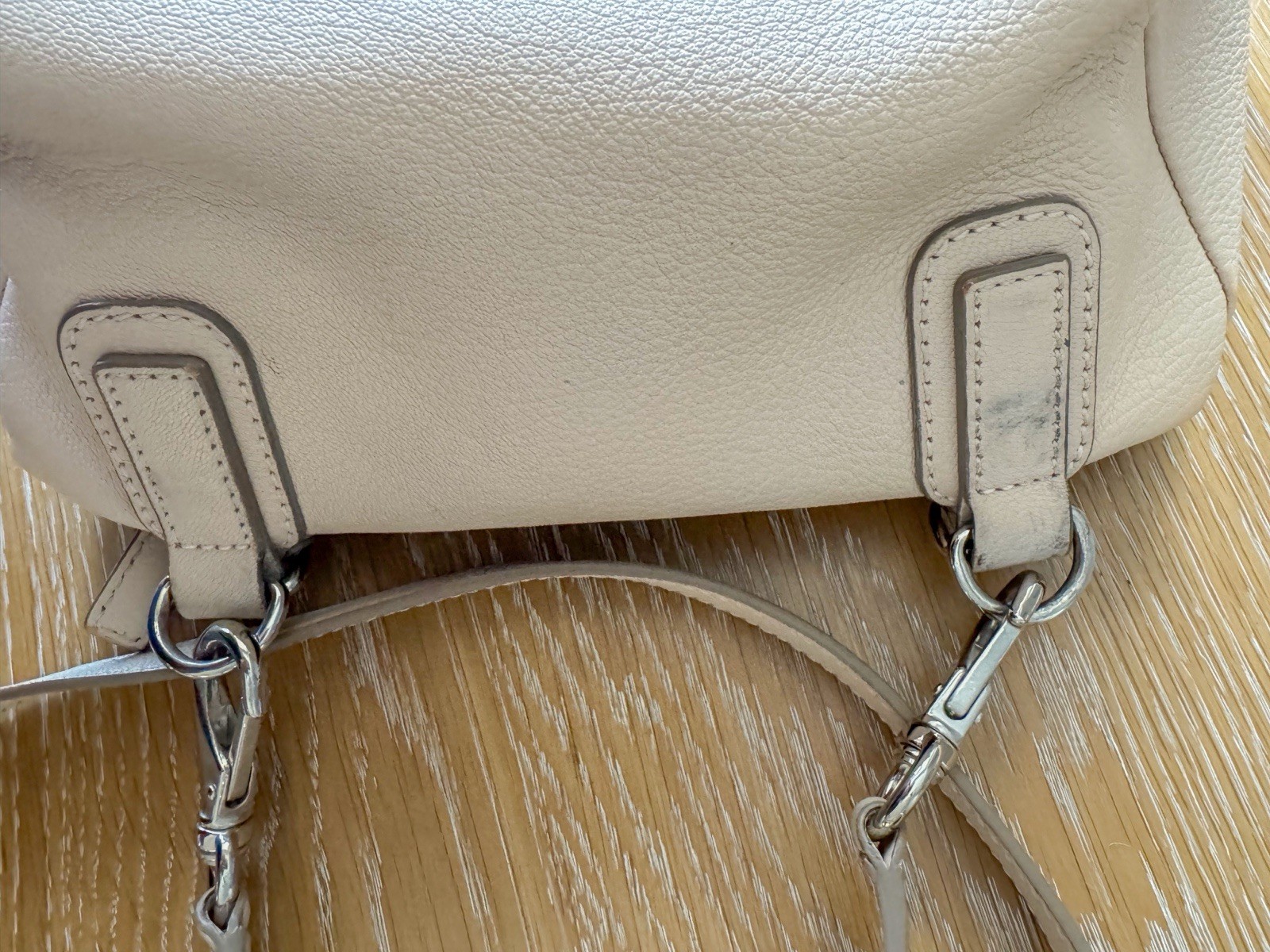Givenchy Mini Pandora Beige Pebbled Leather Crossbody Satchel Made Italy