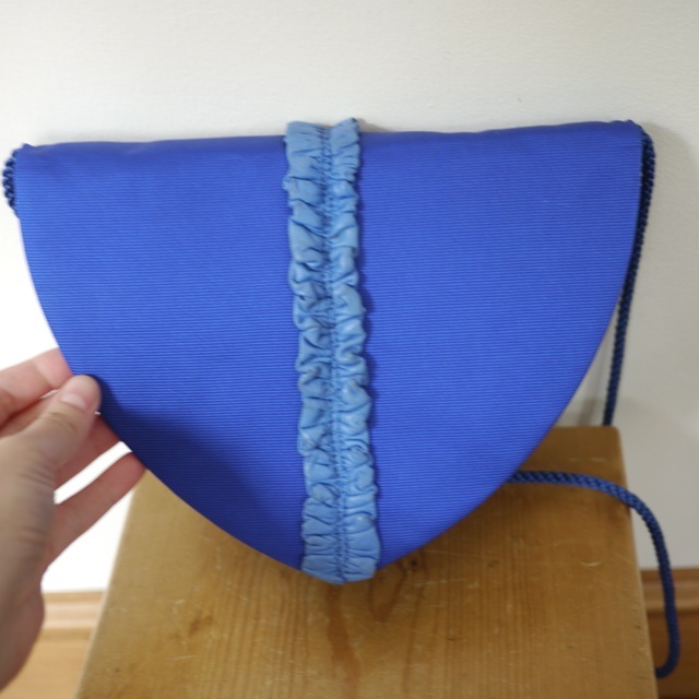 Vintage Sidonie Larizzi Paris Electric Blue Leather Ruched Prom Cocktail Purse