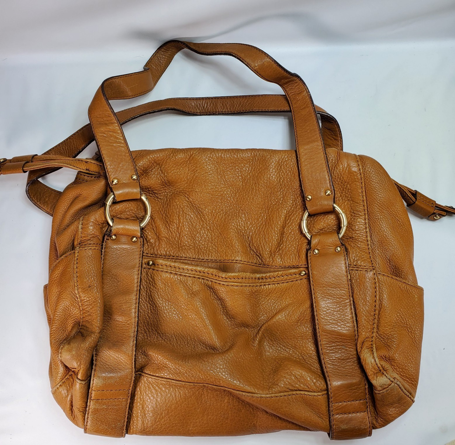Michael Kors Rust Brown Multi Pocket Pebbled Leather Shoulder Bag Y2K Hobo
