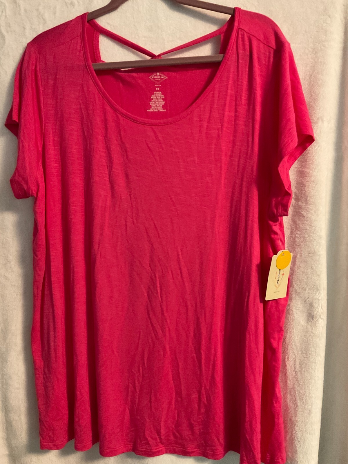 St. Johns Bay Active Yarrow Pink Rayon & Spandex Short Sleeve Criss Cross Top