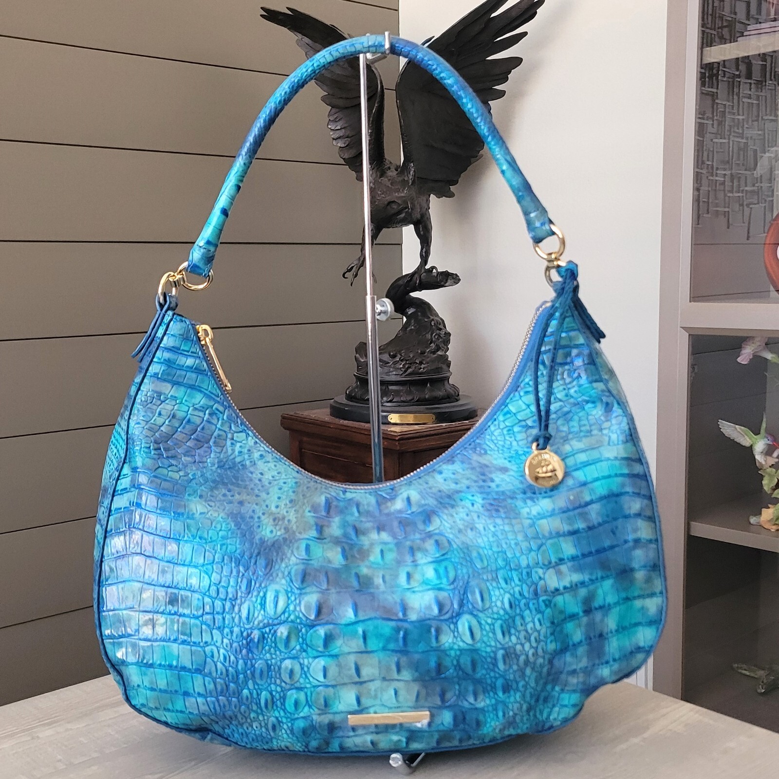 Brahmin Bekka Tonic Shoulder Bag Melbourne Leather Blended Blue Carried Once EUC