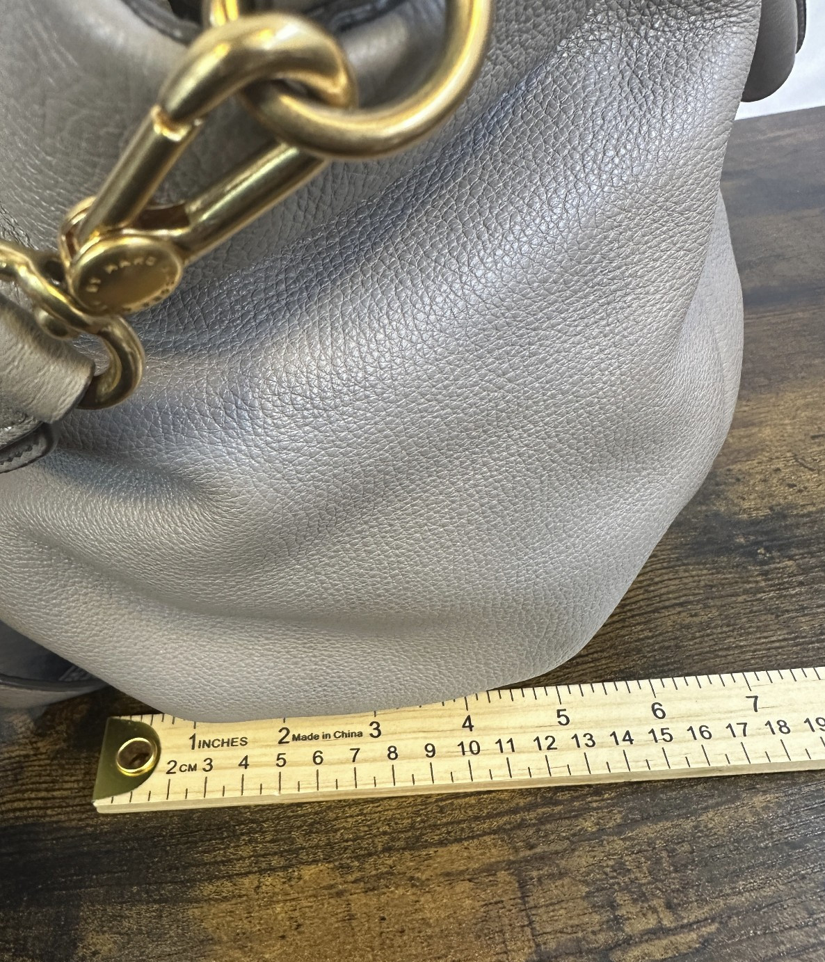 Marc Marc Jacobs Q Fran Tote Taupe Gray Pebbled Leather Shoulder Crossbody Bag