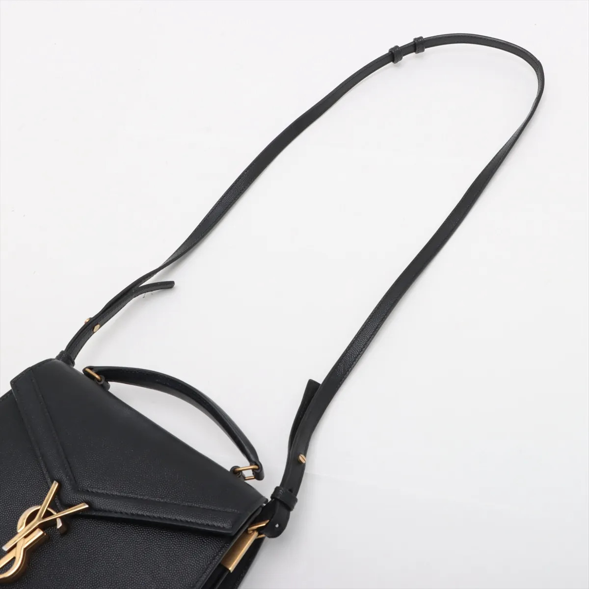 Saint Laurent Paris Cassandra Mini Leather 2 Way Handbag Black 602716