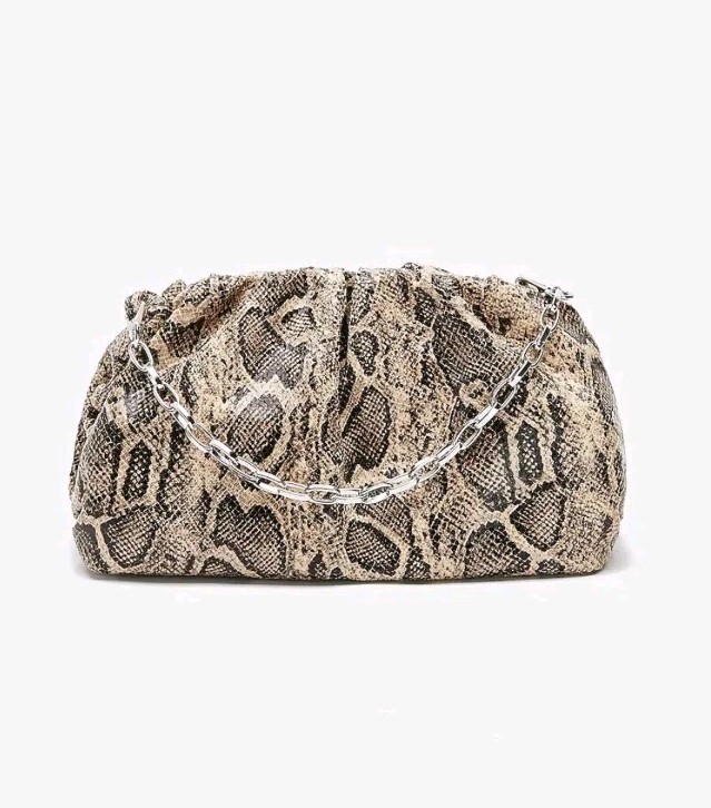 EXPRESS Soft Chain Strap Pouch Faux Snake Print Python Bag Purse Slouchy Bag