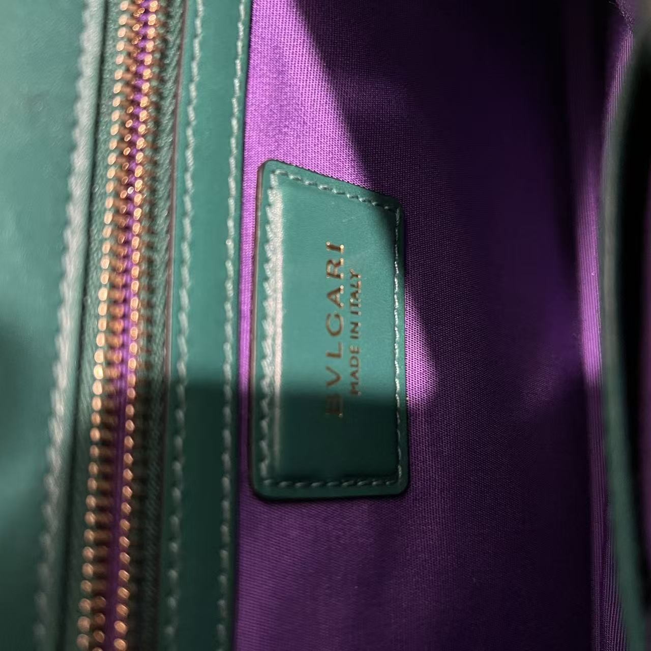 Auth Bvlgari Serpenti Shoulder Bag Deep Green Calfskin Leather Designer Classic