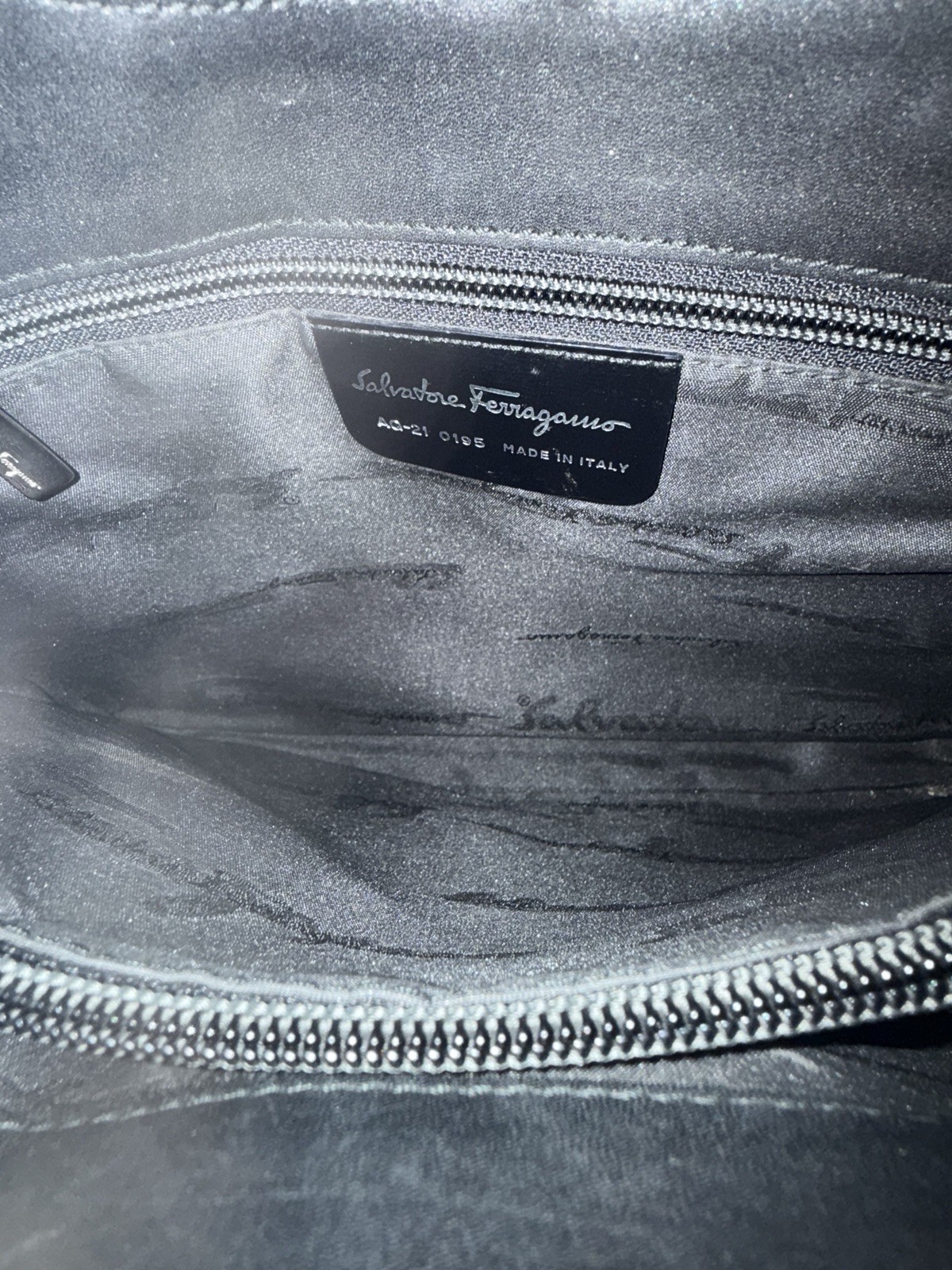 Salvatore Ferragamo Gancini Black Shoulder Bag with Silver Hardware Vintage Y2K
