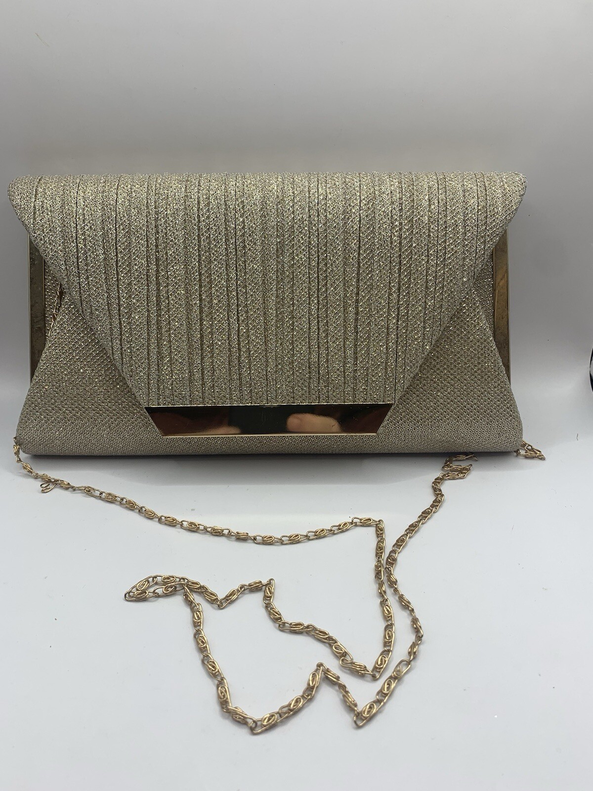 GOLD Womens Glitter Evening Clutch Bag Wedding Purses Cocktail Party Prom
