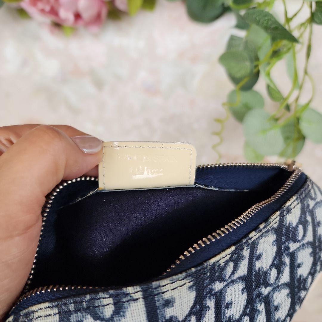 Christian Dior Logo Pouch Blue Approx 8x4x3 inches Used From Japan