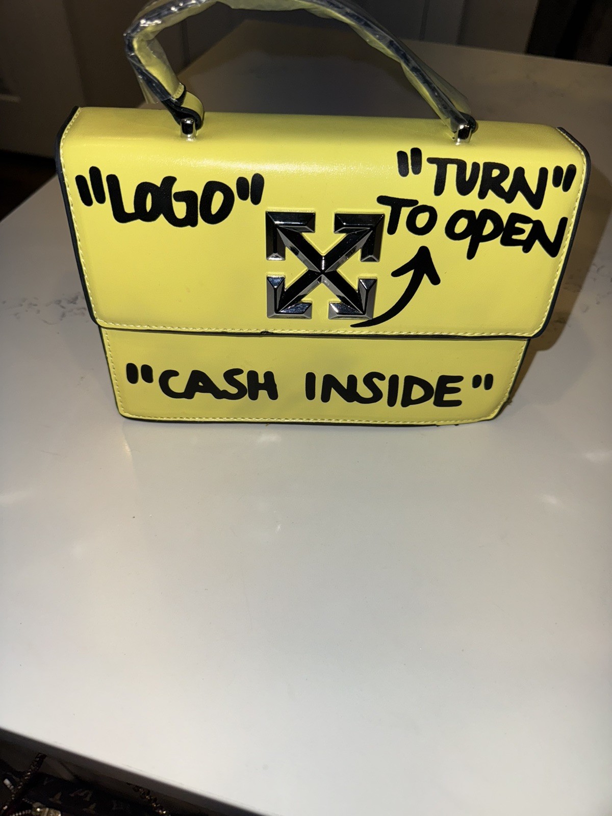 Streetwear Graphic Quote Handbag “Cash Inside” Black Novelty Purse