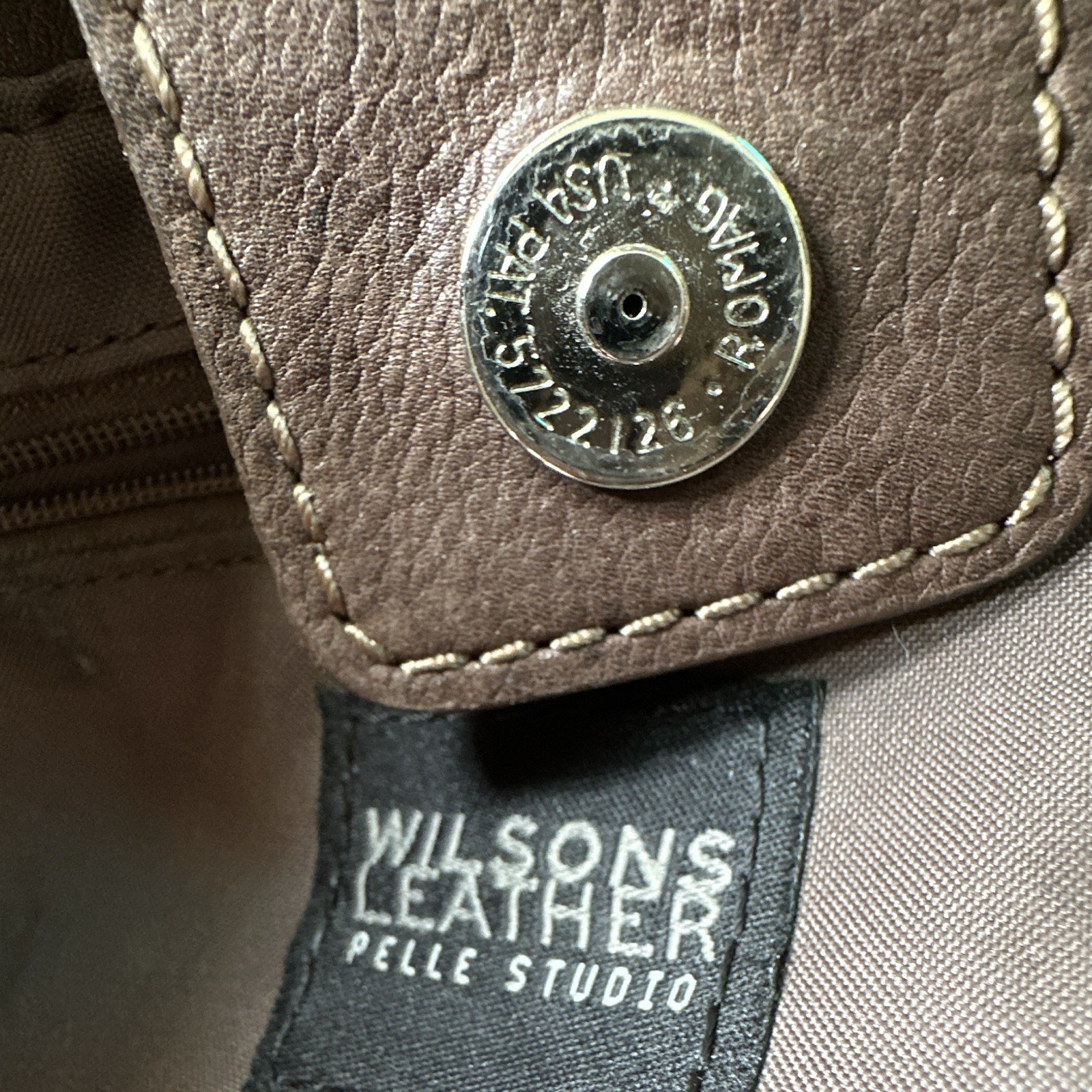 Wilsons Leather Medium Brown Shoulder Bag Zip/Magnetic Pockets VINTAGE