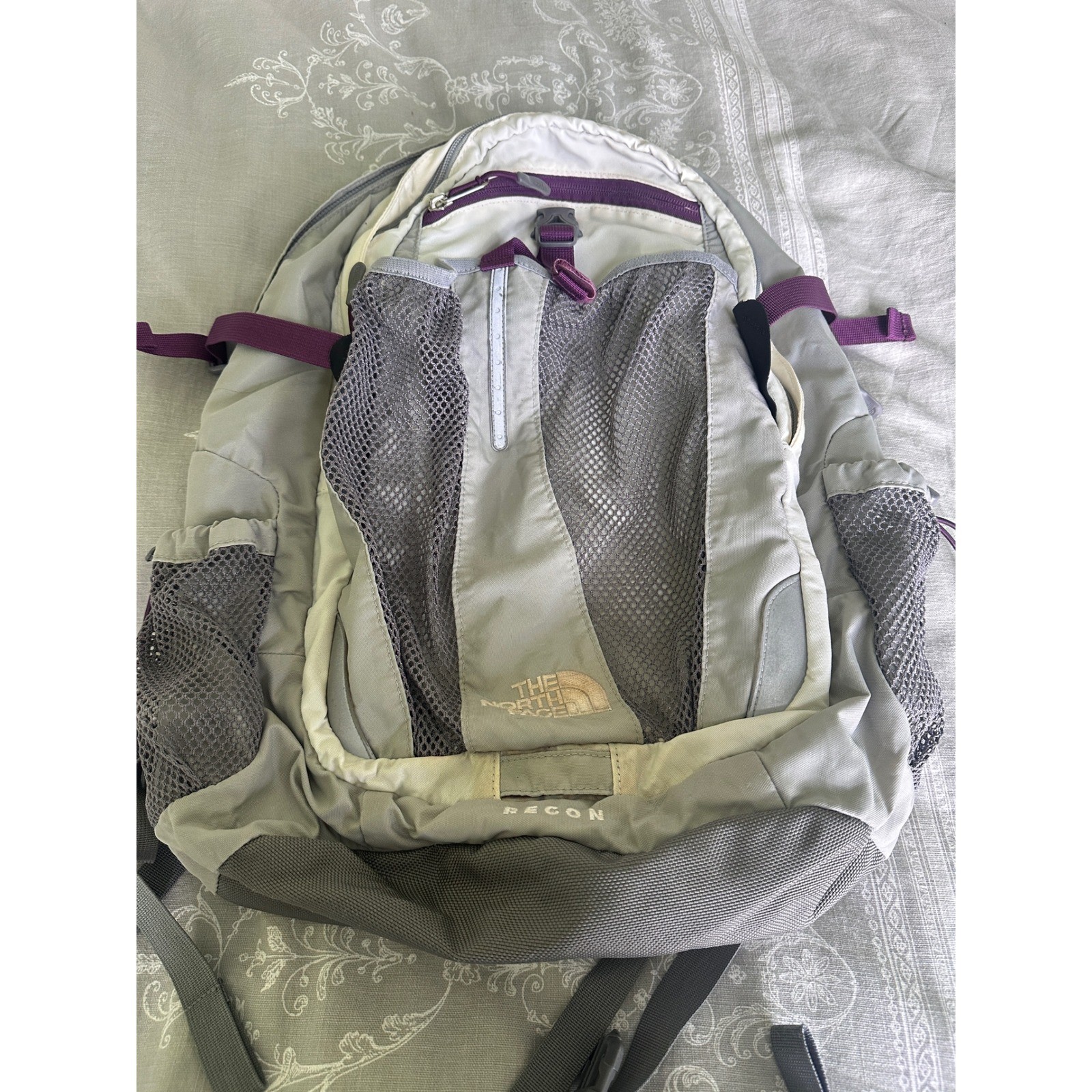 The North Face Backpack Recon Grey Purple Hiking Laptop Travel Gorpcore Daypack