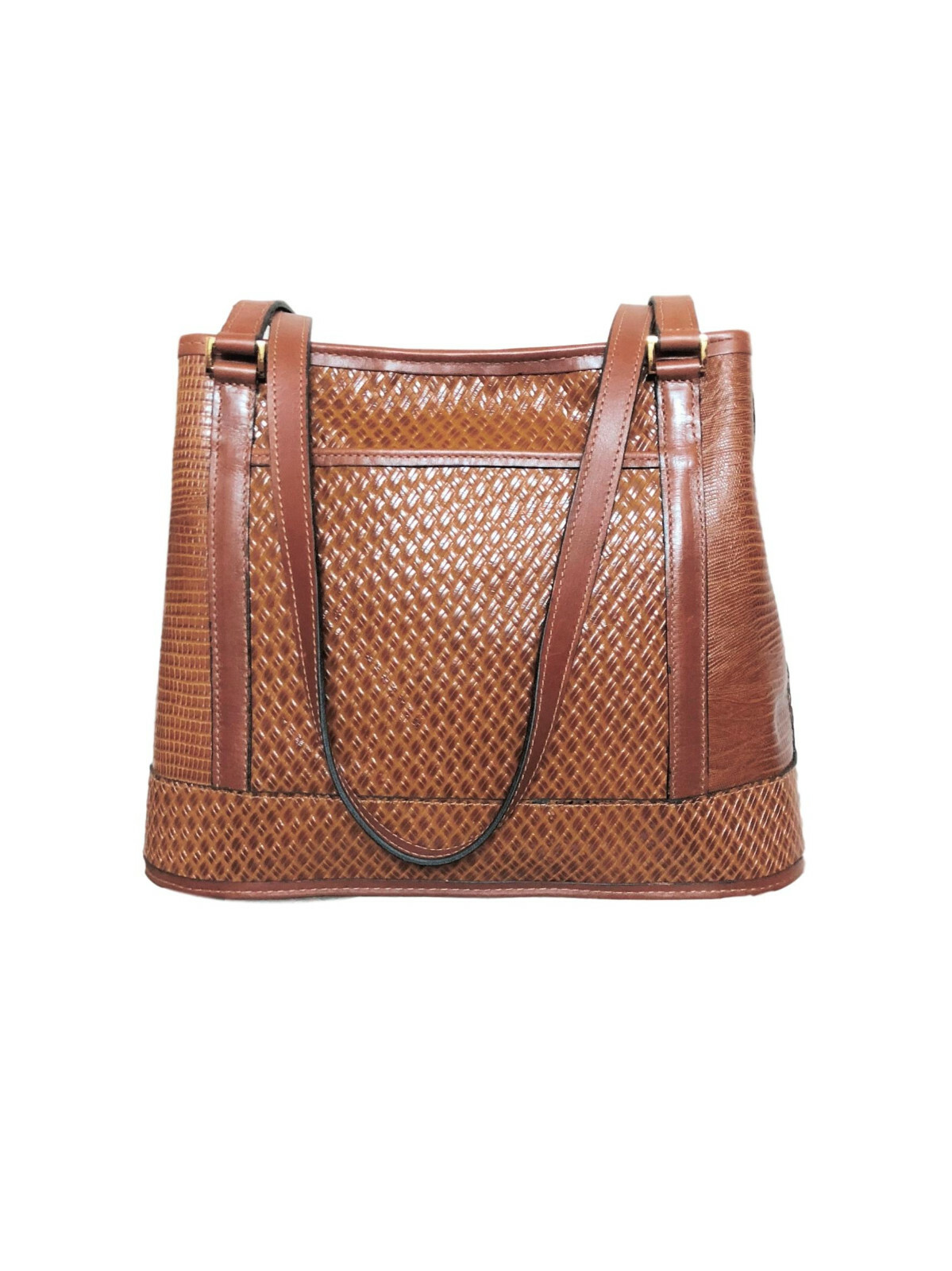 WILLOW BROOK CHERRY WOOD BROWN LEATHER DIVIDED TOTE