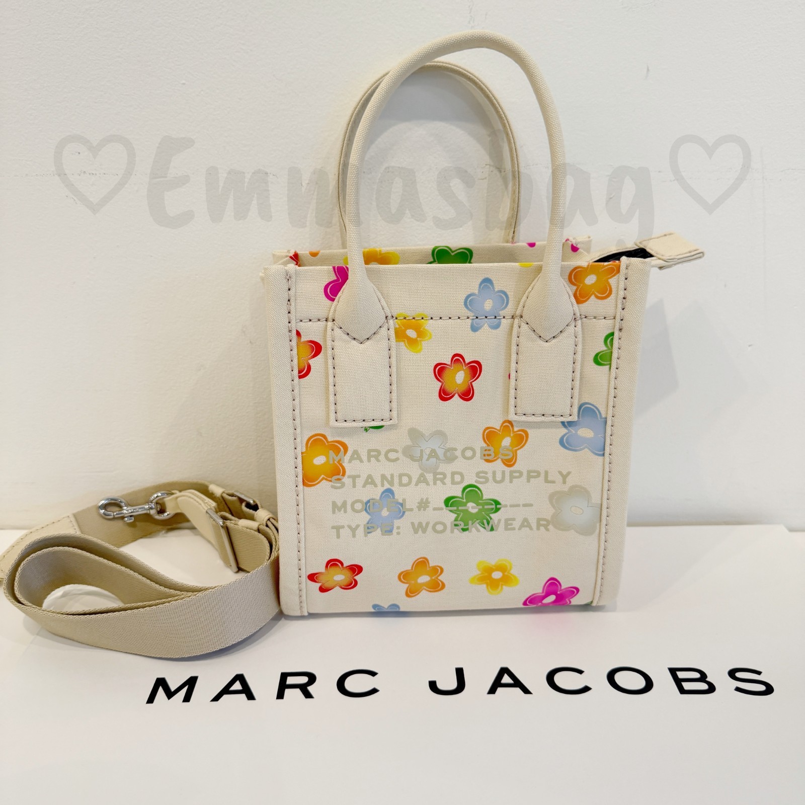 Marc Jacobs Canvas Standard Supply Small Tote 4P6HTT025H02 $228 White Multi