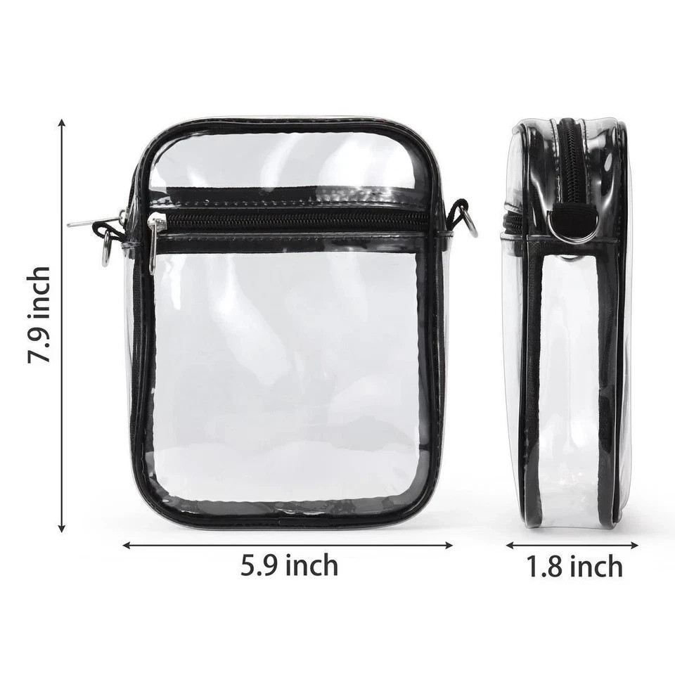 Clear Purse Stadium Approved Clear Bag See Through Zipper Crossbody Shoulder Bag