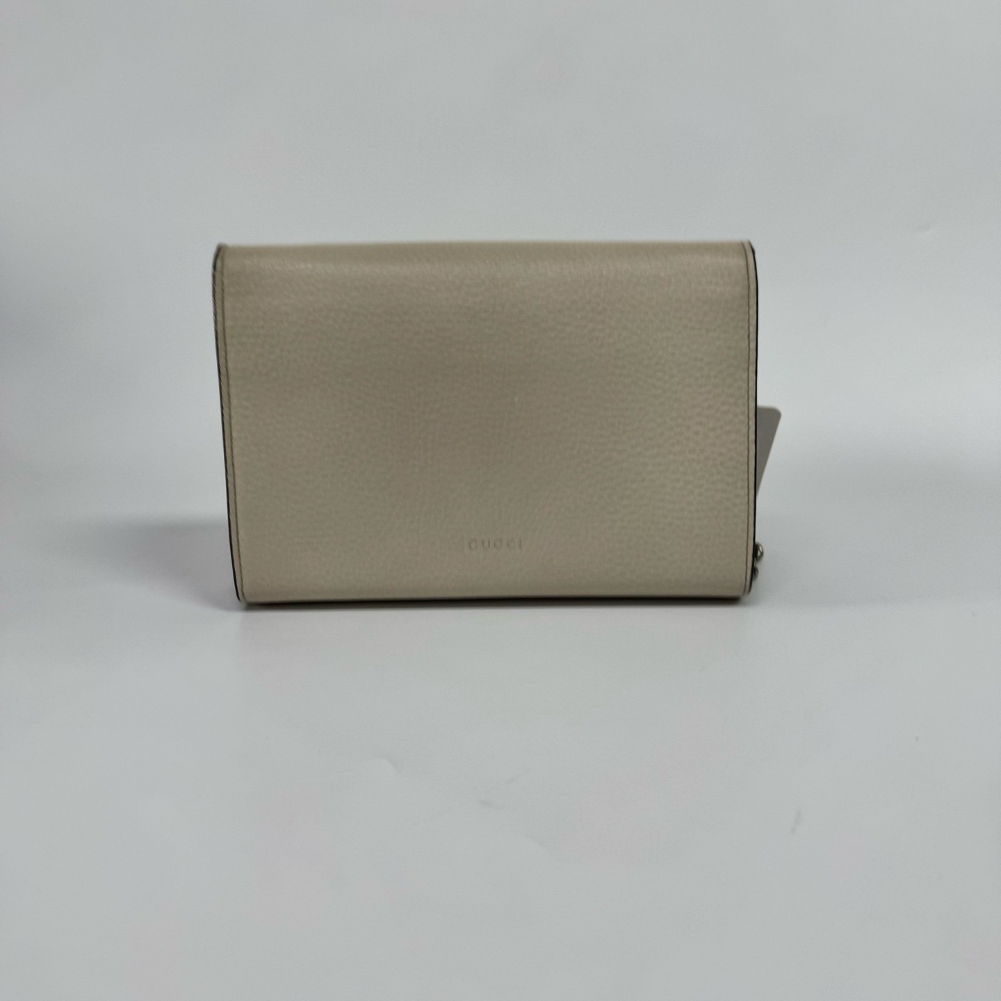 GUCCI Dionysus WOC Off White Pebbled Calfskin Leather Silver HW Crossbody Bag