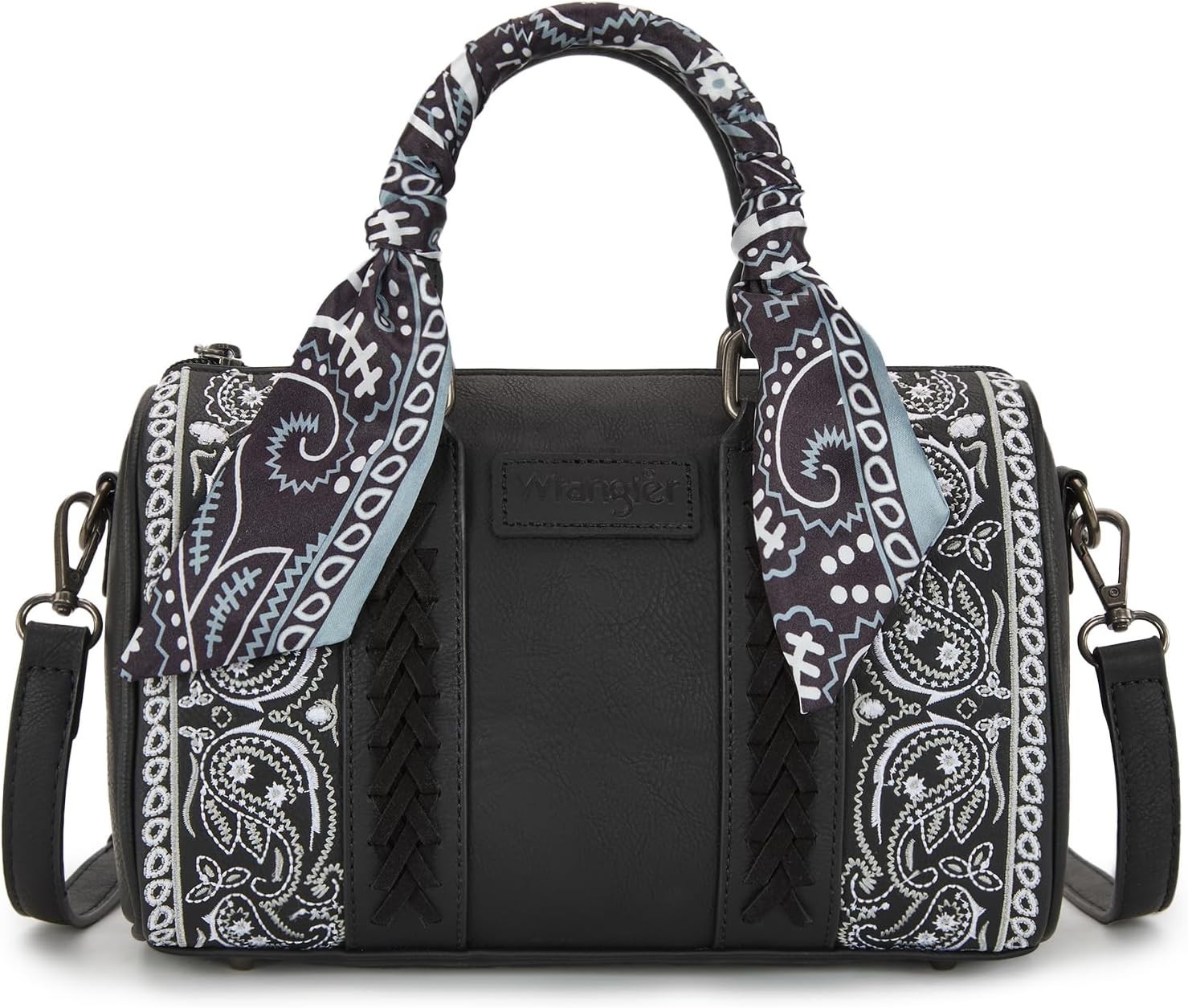 Montana West Wrangler Desert Paisley Boston Bag Floral Embroidered Barrel Purse