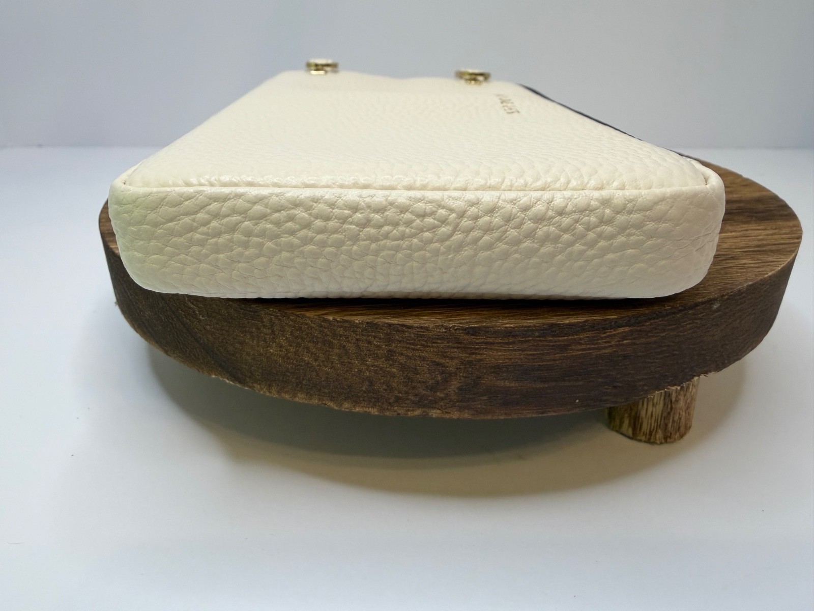 Bandolier Expanded Zipper Pouch Ivory/Gold Leather No Accessories
