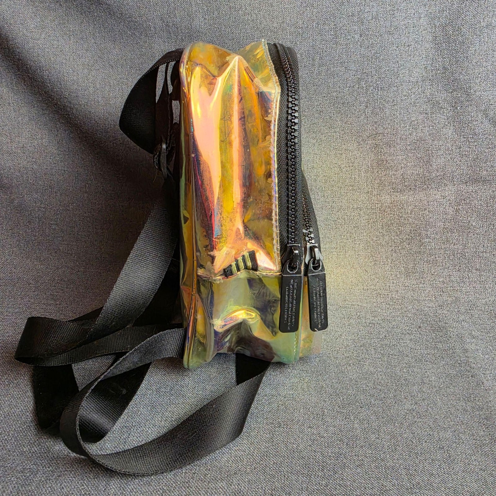 Adidas Originals Backpack Unisex Mini Gold Holographic PVC Casual Bag Small