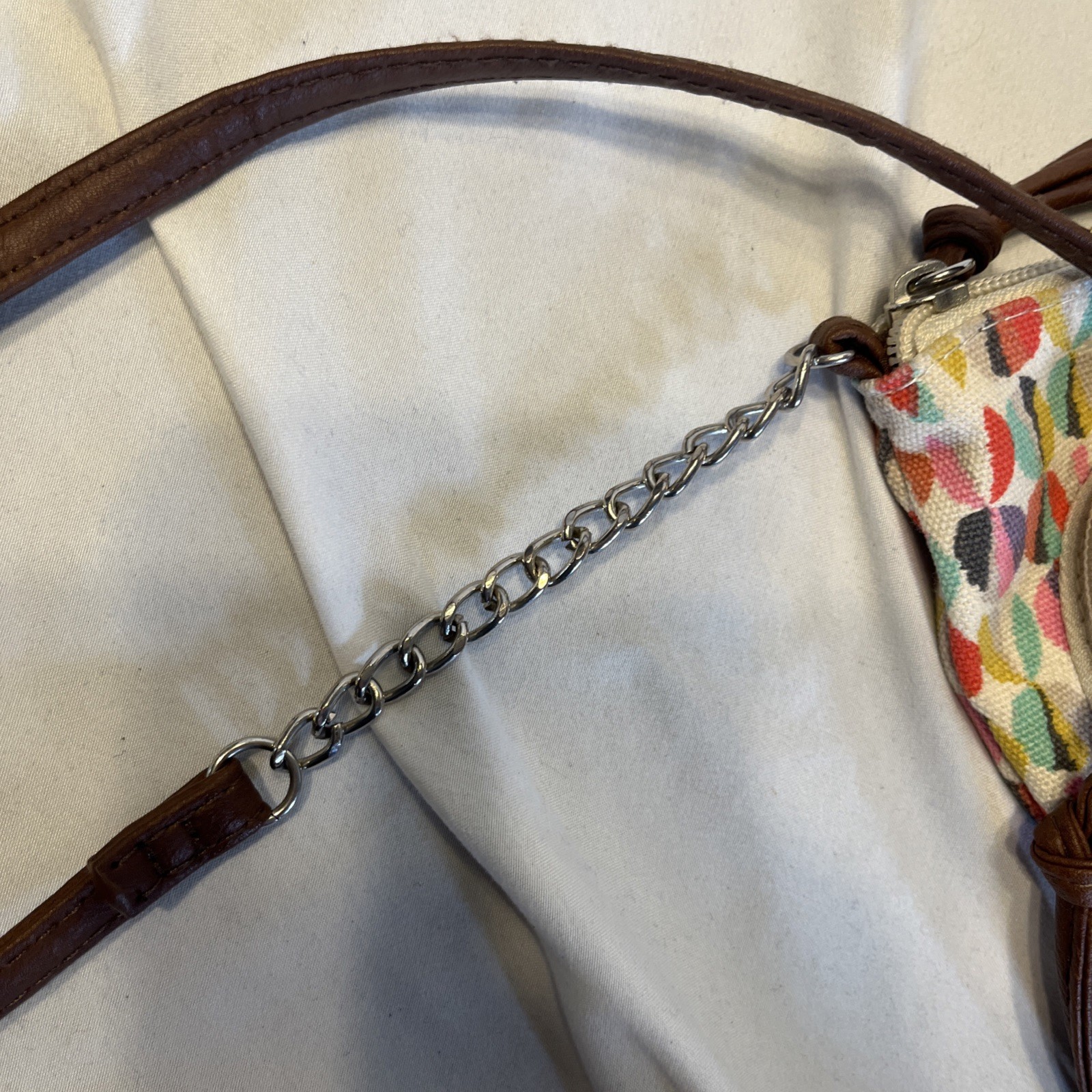 Small Crossbody Bag Colorful Geometric Design 8 x 5 Inches Zip Shut