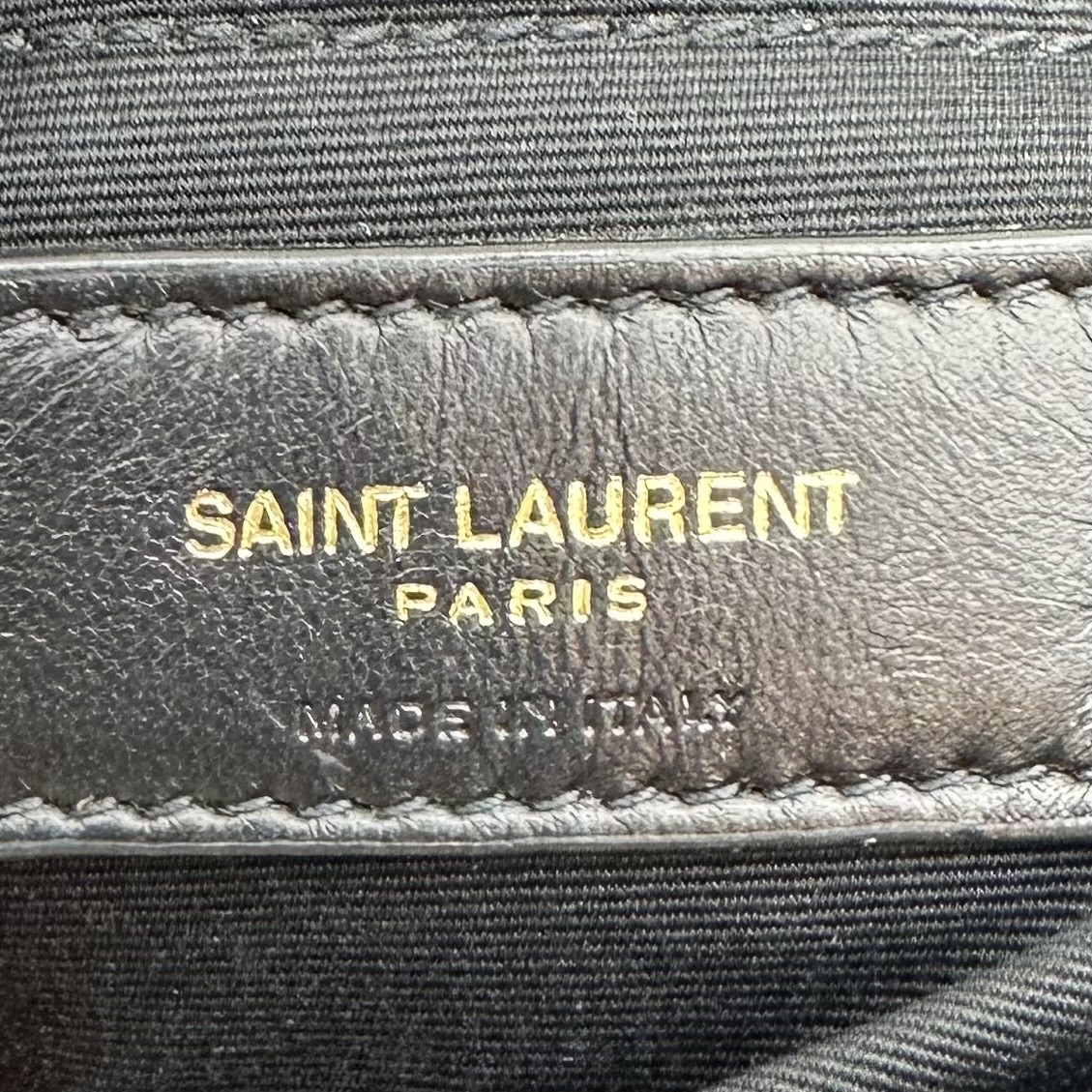 Saint Laurent Blue Quilted Shoulder Bag with Gold YSL Logo & Chain Strap