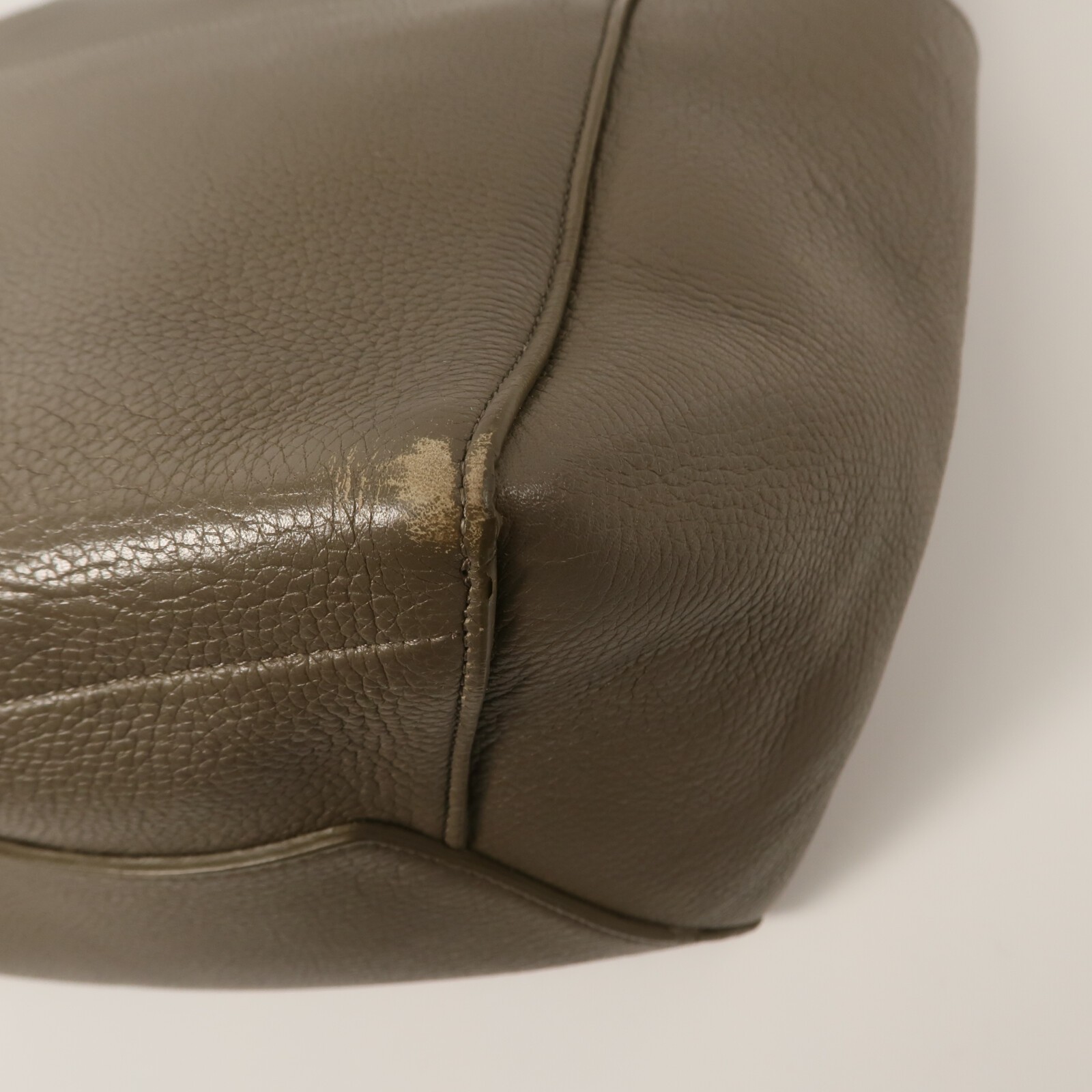CELINE GHW Sangle Bucket Large Shoulder Bag Calfskin Leather Grey