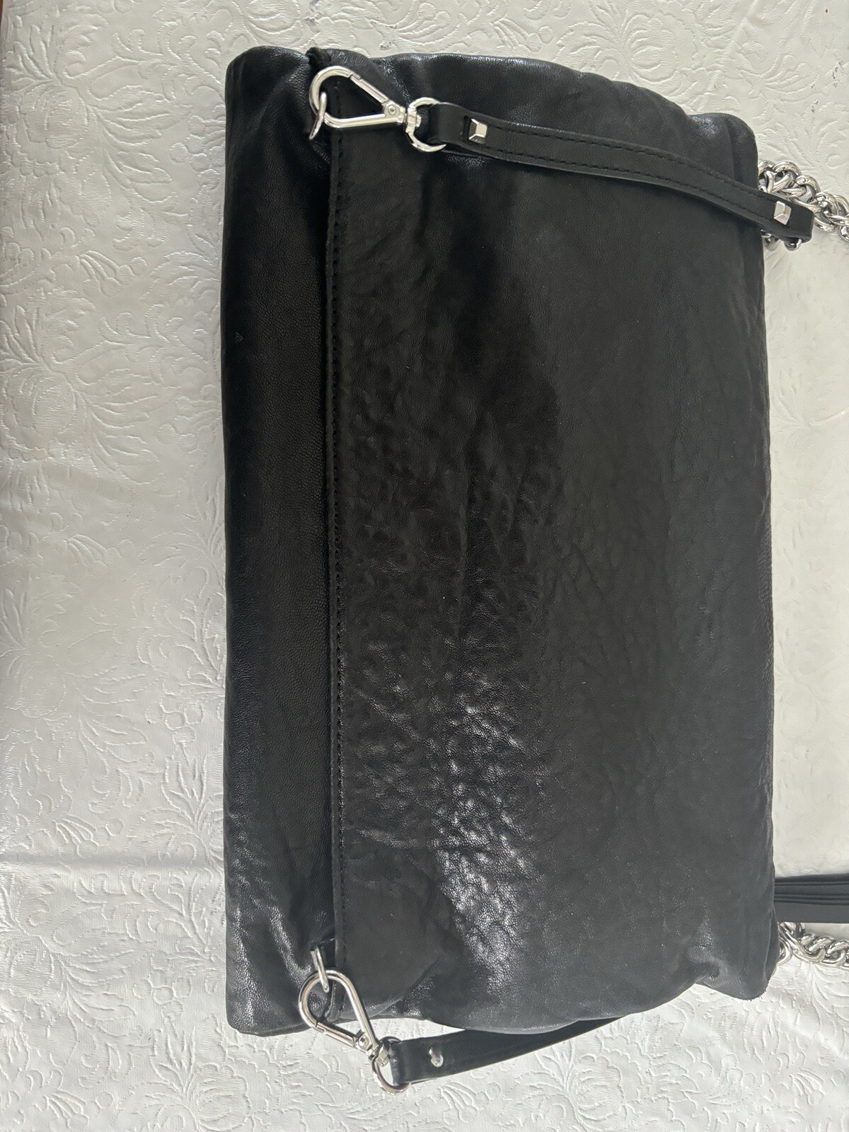 Stella & Dot Waverly Purse Black Lambs Leather Crossbody-Shoulder-Clutch ￼ 58