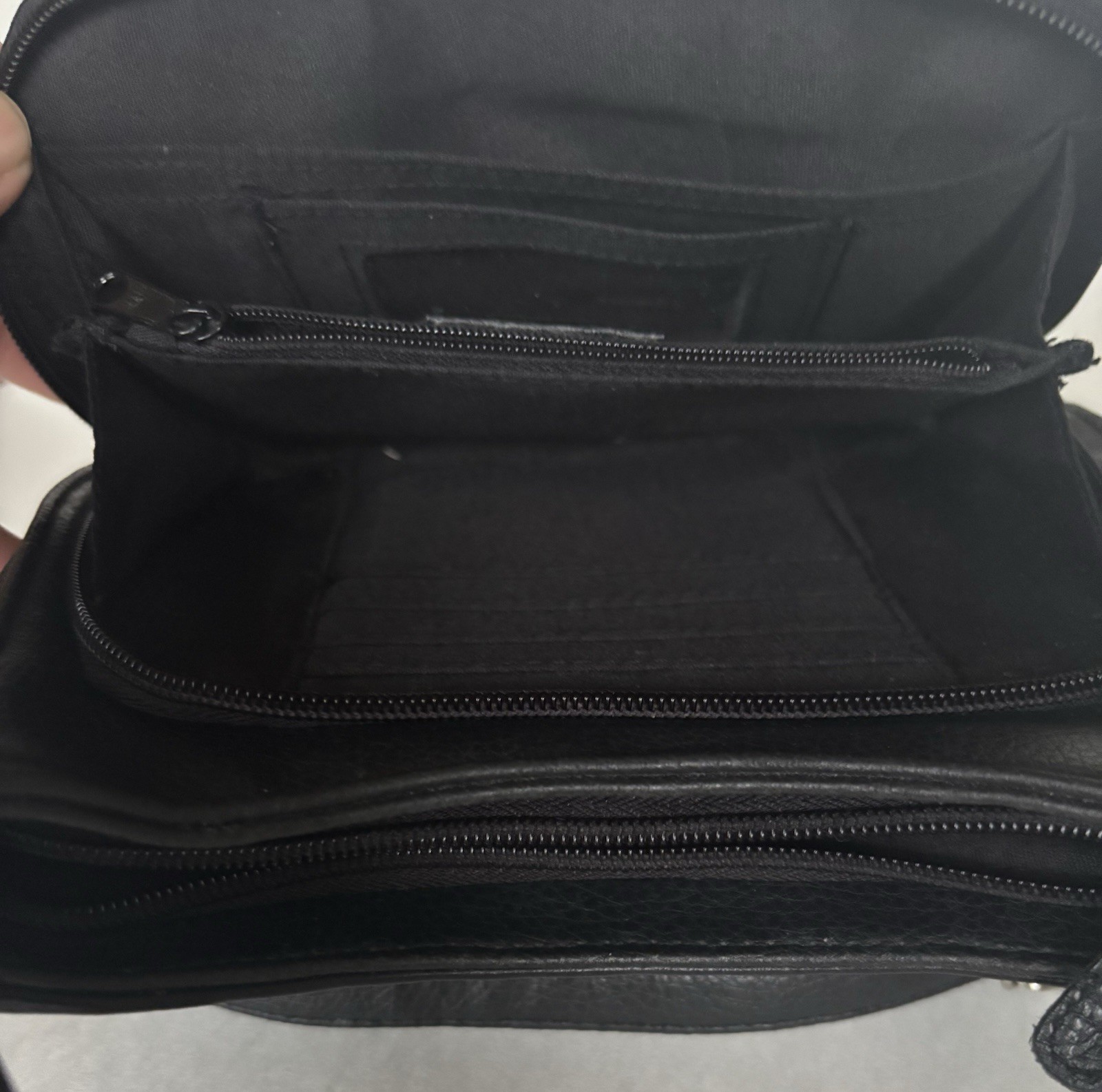 St.John Bay Black Pebbled Crossbody Bag Zip Closure Inner/Outer Pockets