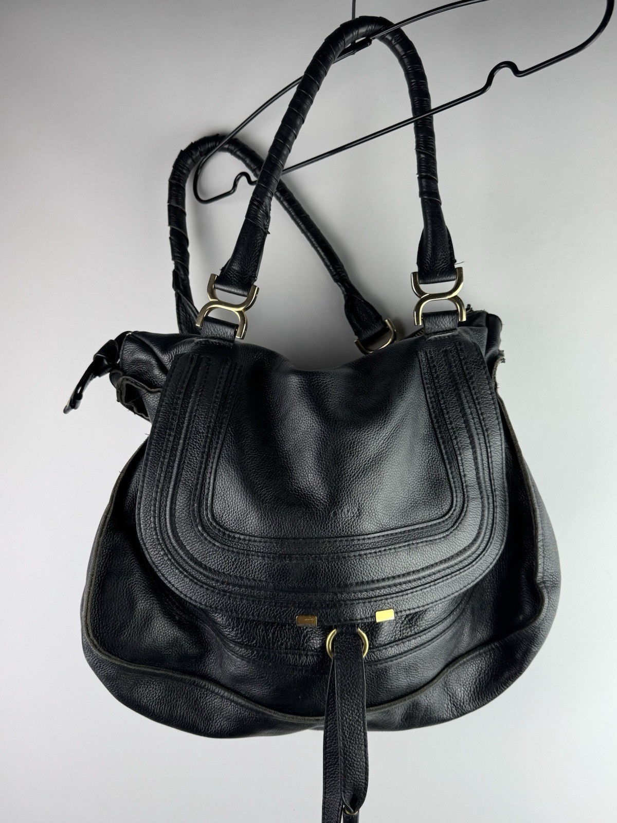 Chloe Marcie Leather Handbag Bag Dark Blue