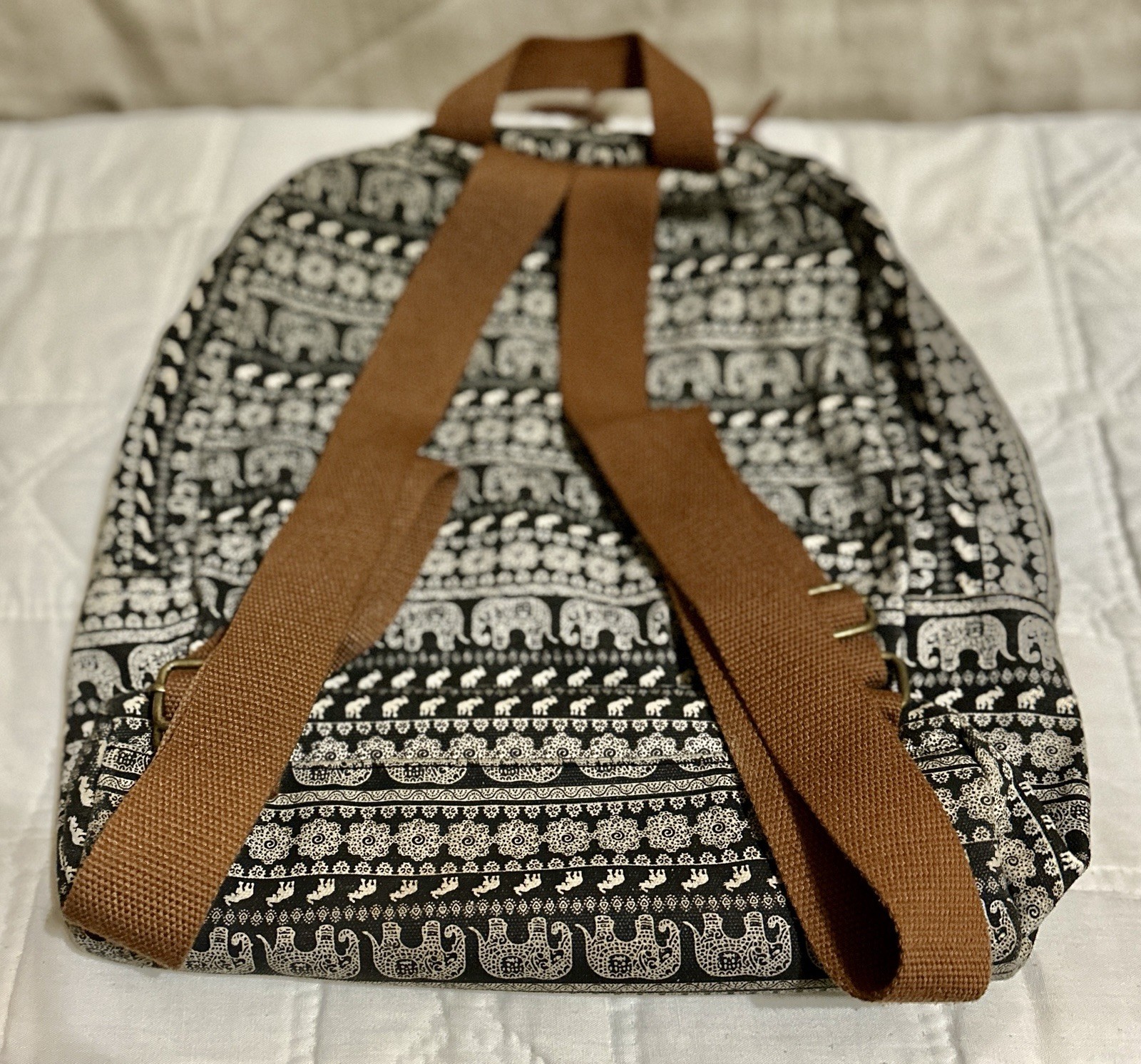 AEO American Eagle Outfitters Canvas Backpack — Elephants Black Leather Accents