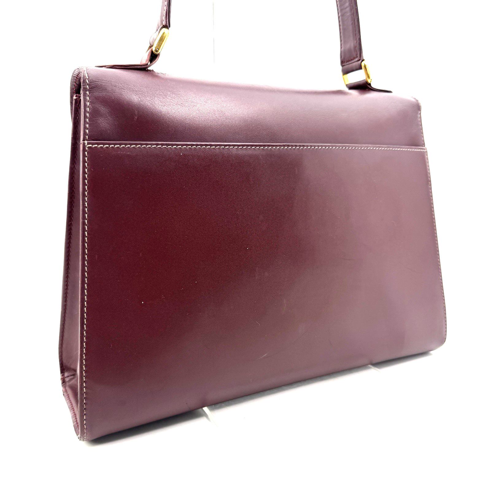 Cartier Hand Bag Must Line Bordeaux Leather Red Authentic