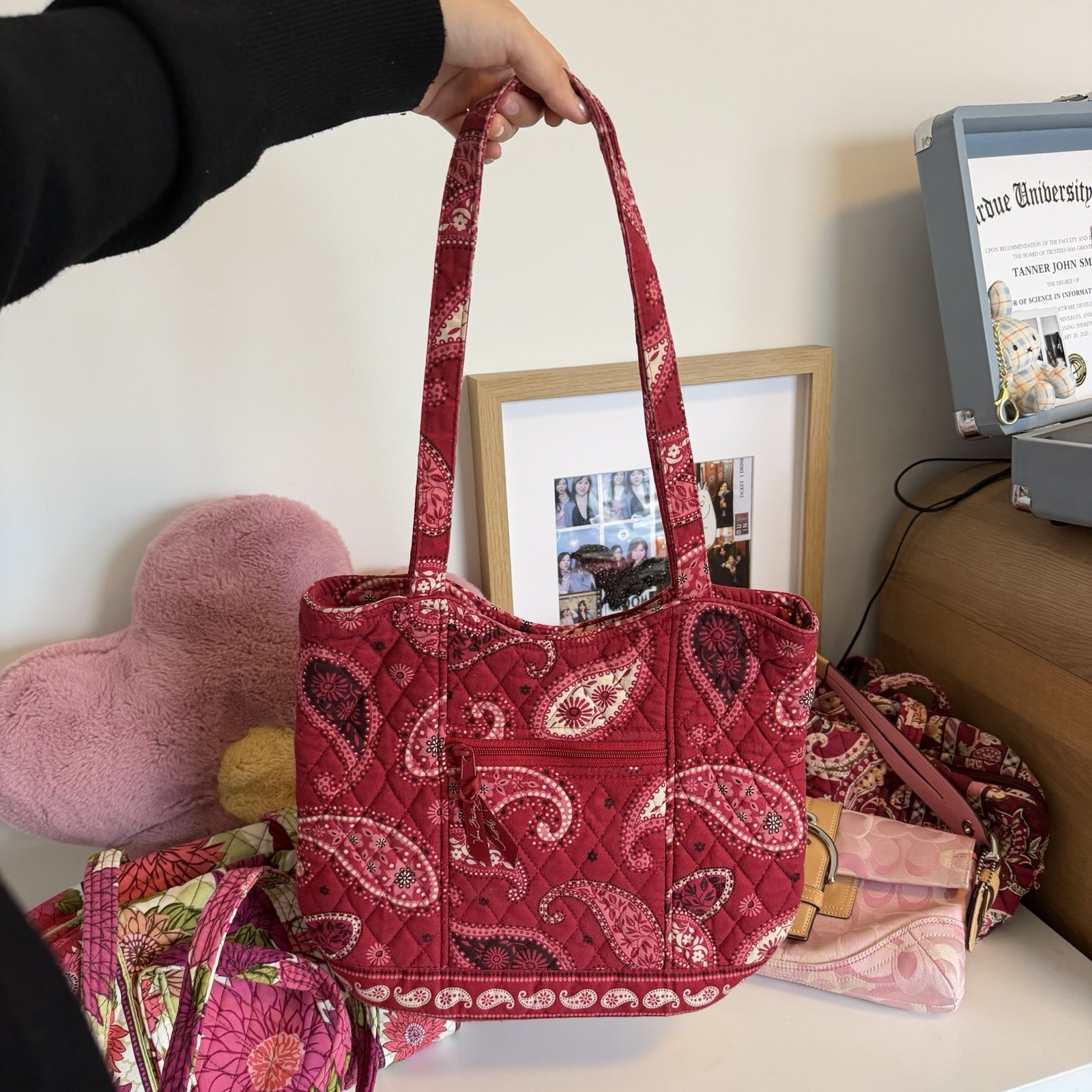 Red Paisley Mesa Red Vera Bradley Quilted Women’s Shoulder Tote Bag