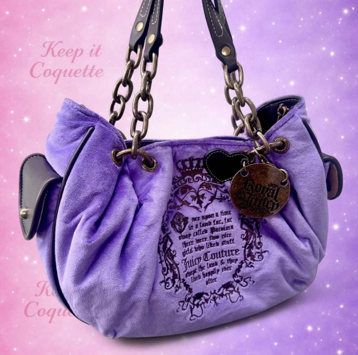 Juicy Couture Purple & Brown Once Upon A Time Fairytale Hobo Satchel Bag 2026