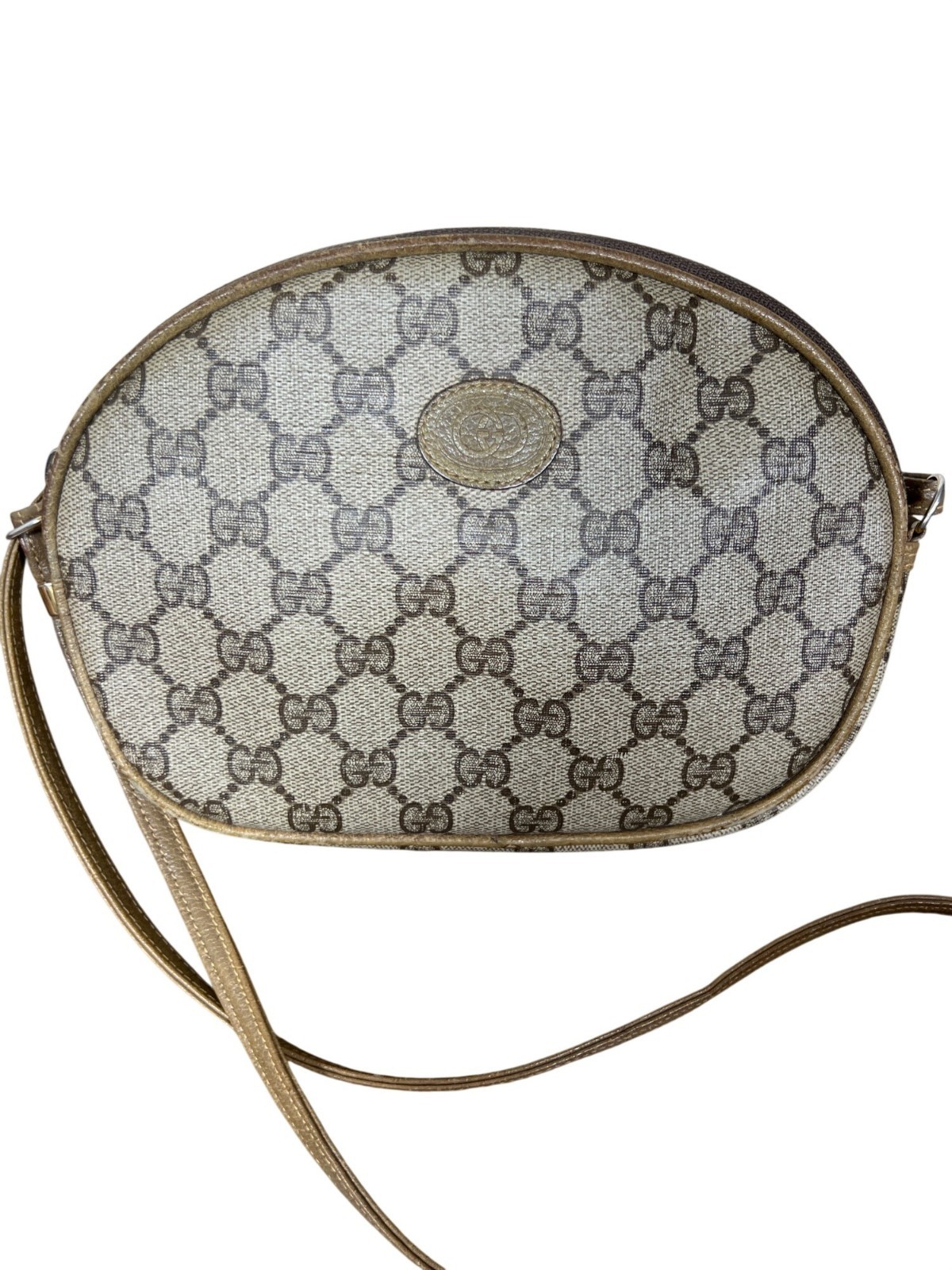 VINTAGE GUCCI Micro GG Supreme Shoulder Bag PVC Leather Trim Beige 007 53 1113