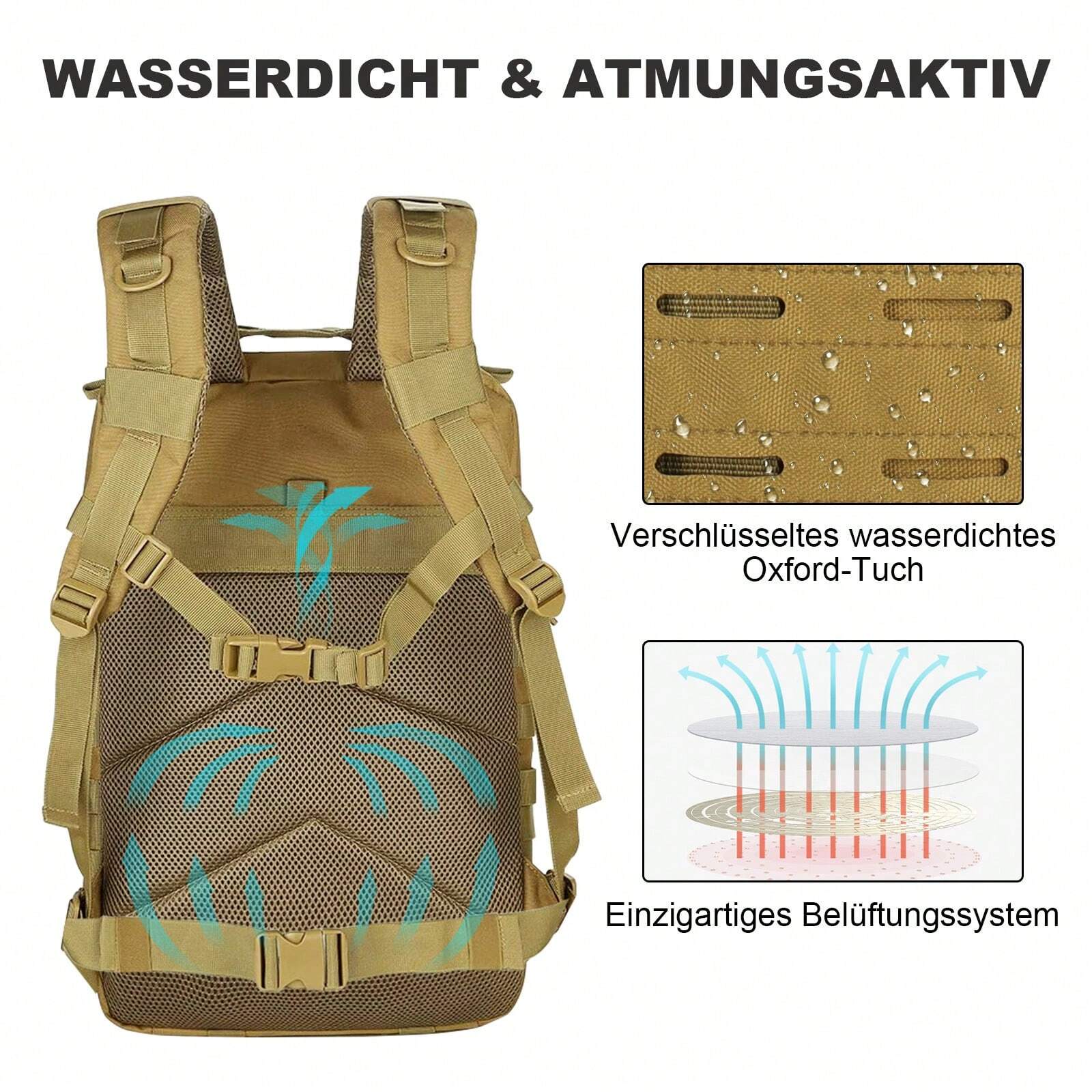 45L Military Molle Tactical Backpack Rucksack Camping Bag Waterproof Outdoor