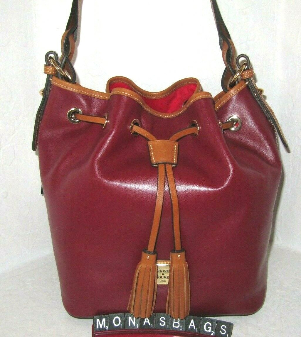 Dooney & Bourke Wexford Tasha Drawstring Bag Mulberry Burgundy Leather NWT $288