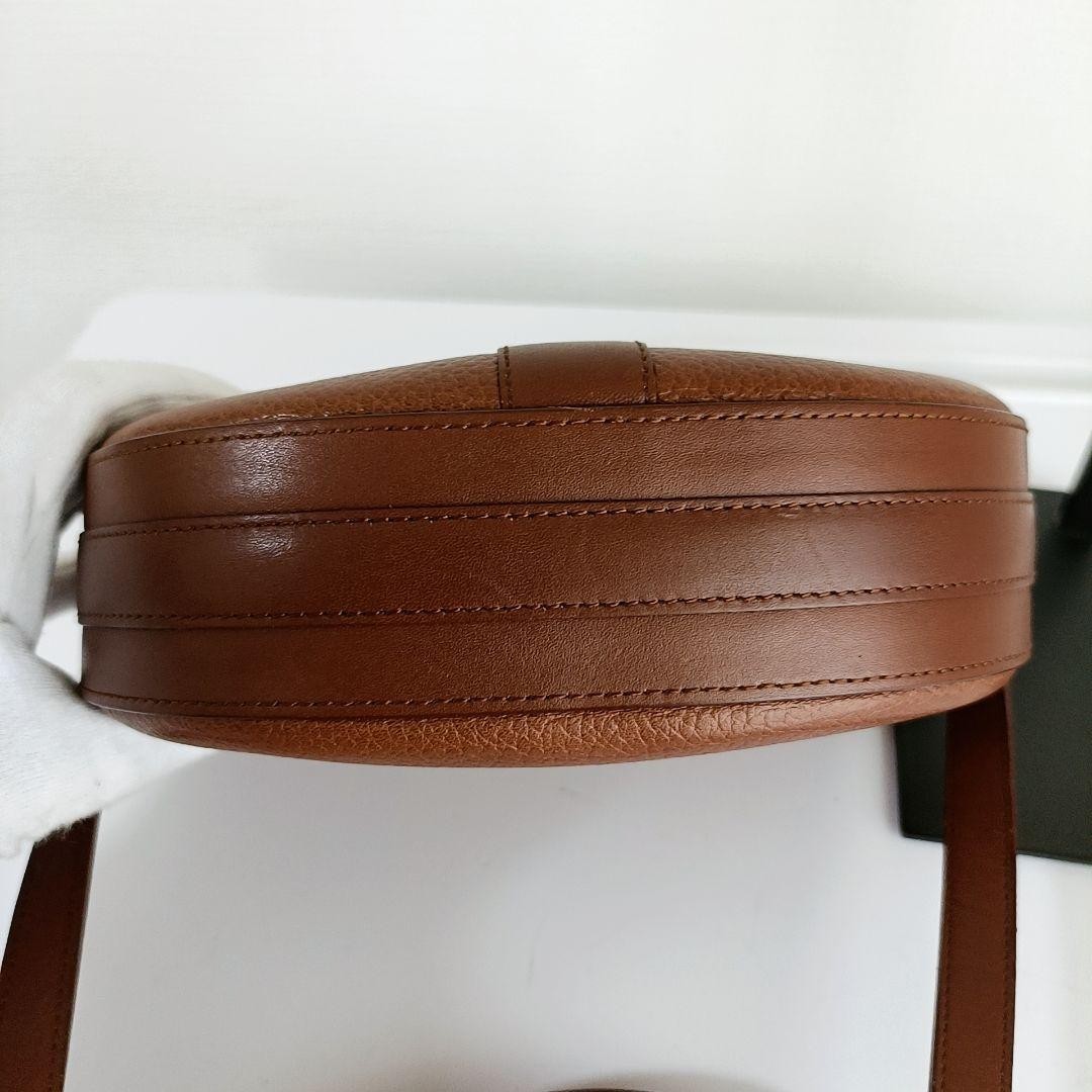 Burberry Shoulder Bag Nova Check Leather Brown Gold Logo Used 8.3×8.3×2.4 inches