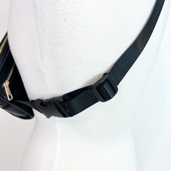 AMANDA UPRICHARD NEW YORK BLACK QUILTED VEGAN LEATHER BELT BAG CROSS BODY PURSE