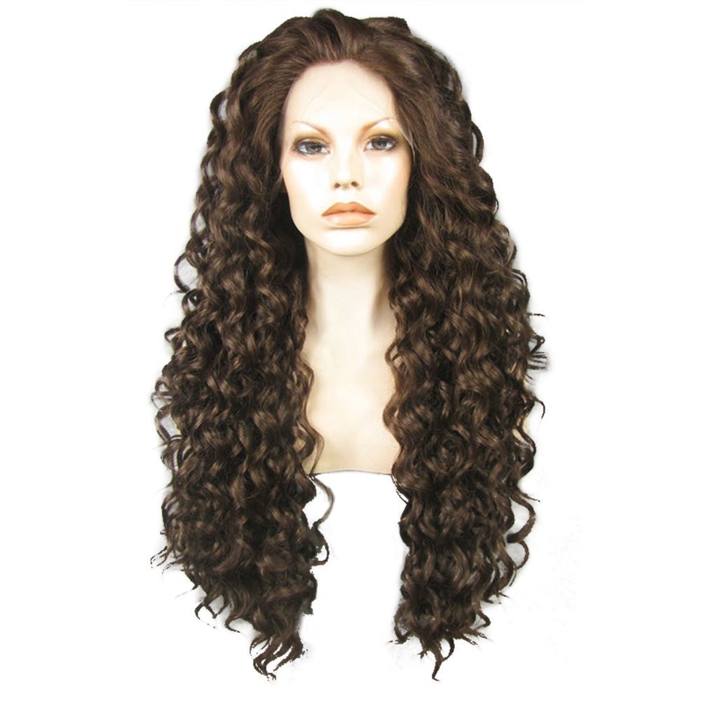 Hair Cap Long Brown Wig for Women Brown Lace Front Wig Dark Long Cu