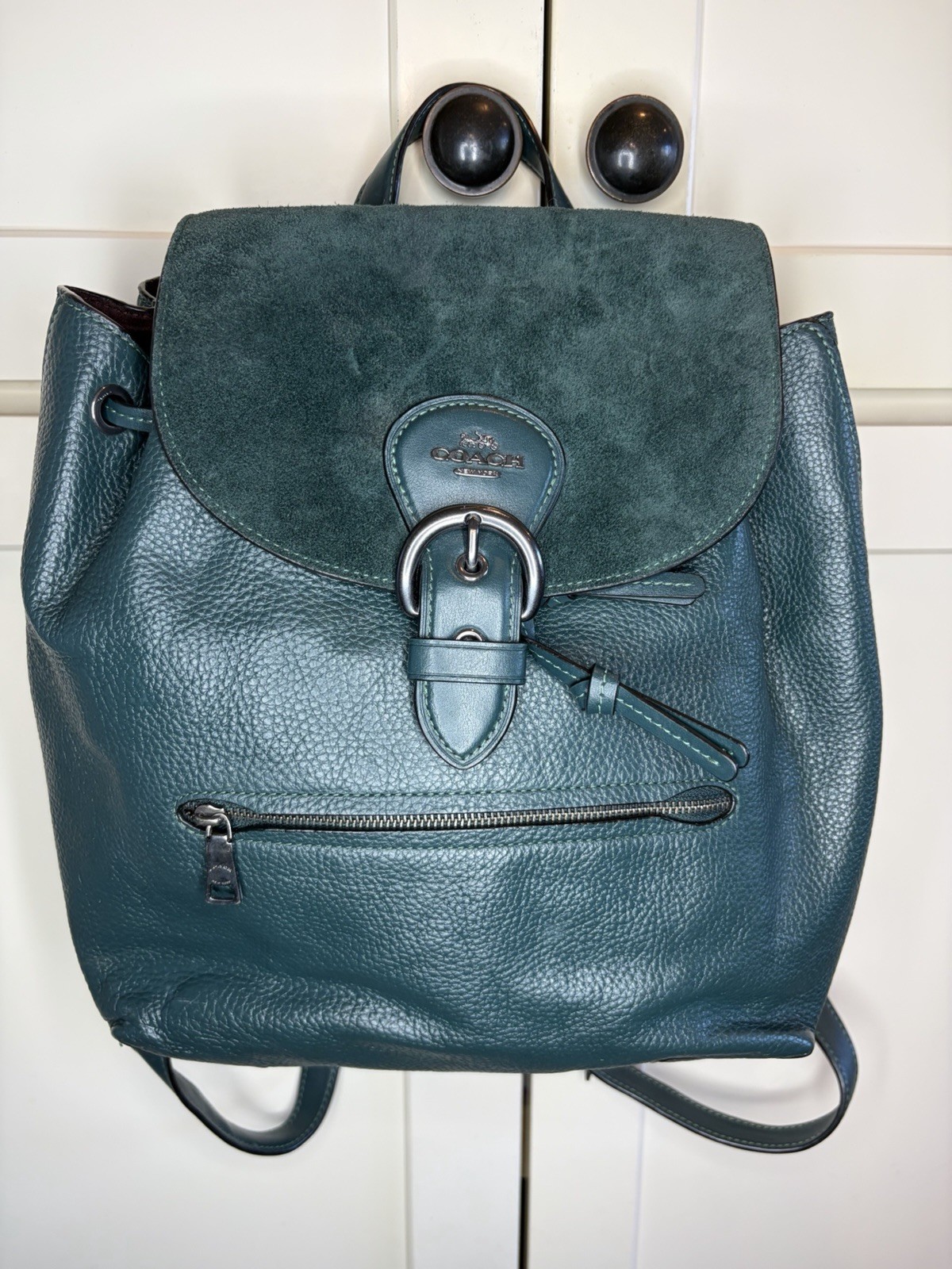 Authentic Coach Kleo Mixed Material Backpack Forest Green C7253 Unisex Bag Tote