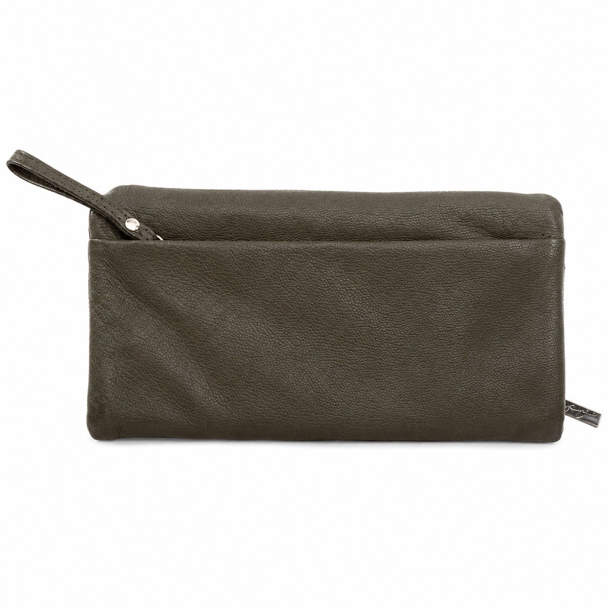 Junior Drake JR56 Olive Green Italian Leather Zip Around Wallet Phone Clutch