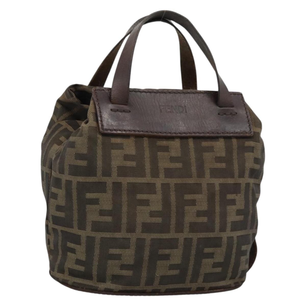 FENDI Zucca Hand Bag Black 15822 Auth bs35752