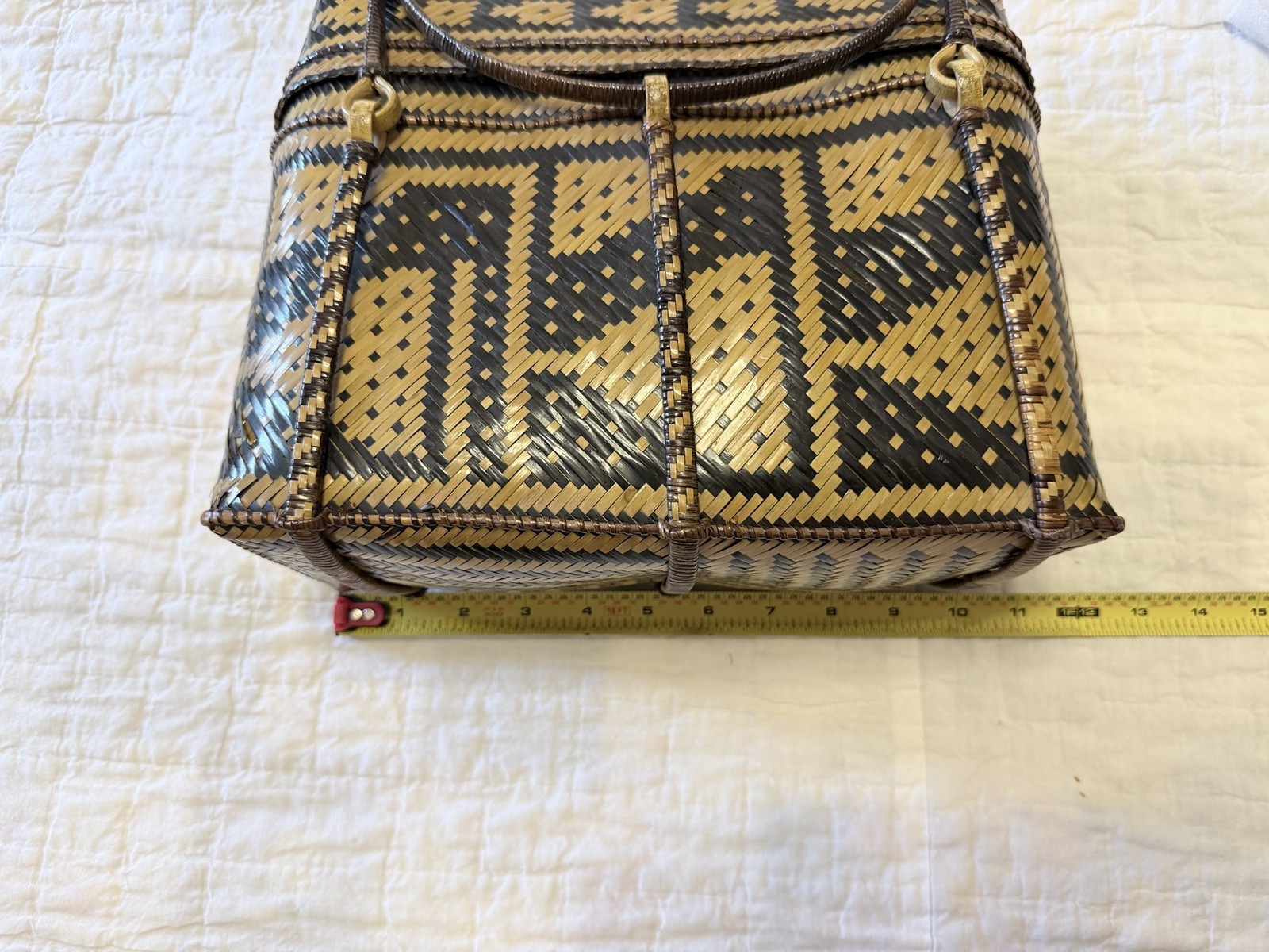 Philippines Palawan Tiruray Tribe Hand Woven Straw Cane River Basket Bag Purse