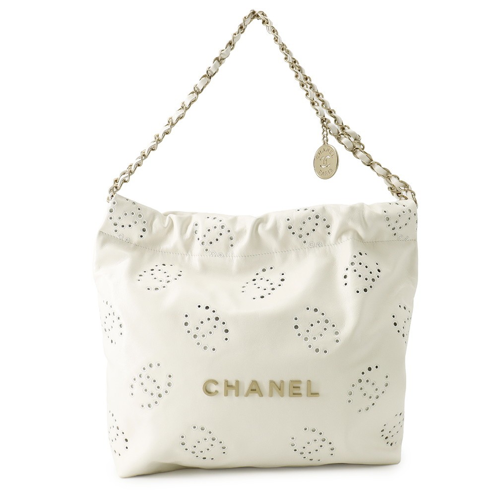 CHANEL CHANEL 22 Perforated Chain Shoulder Bag Size Small Shiny Calf Leather…
