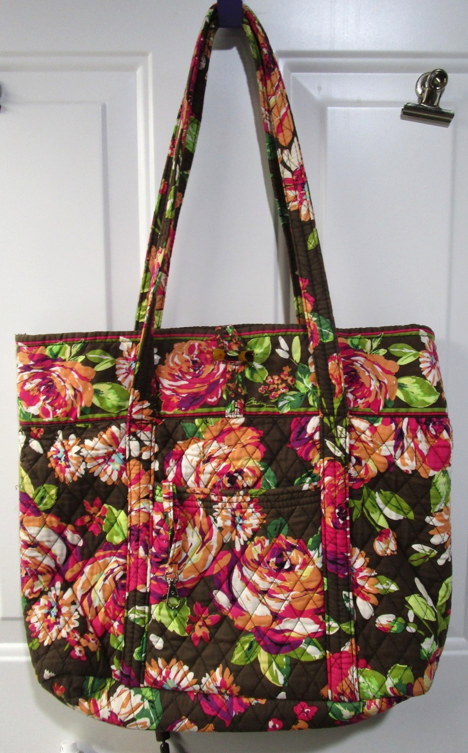 Vera Bradley English Rose Large Toggle Tote Double Handle Handbag 16”x13”