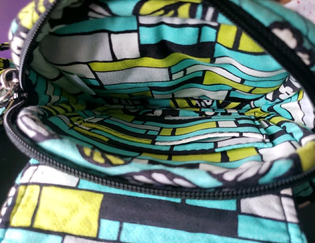 Retired Vera Bradley Island Blooms Small Crossbody Bag Long Strap Mint Teal