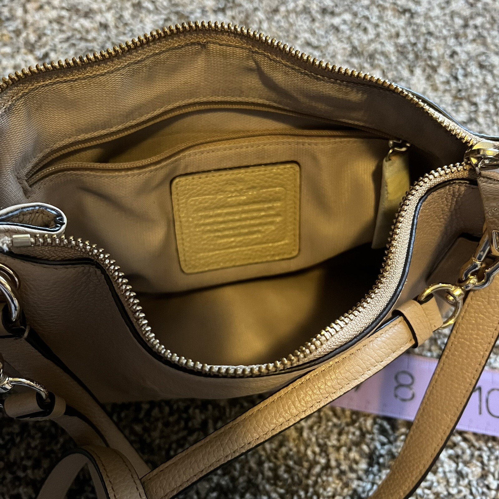 Coach Charley Embossed Horse & Carriage Logo nude crossbody Shoulder Bag Purse