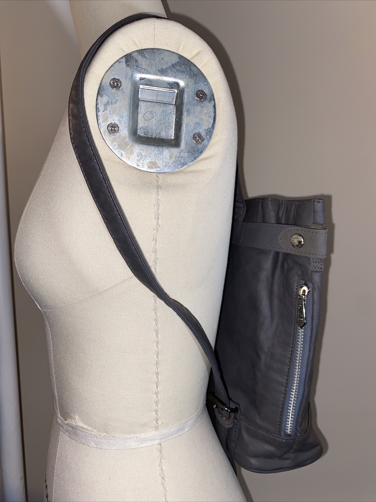 john paul gaultier leather backpack Gray Medium Purse Rare Style Side Zipper Mod