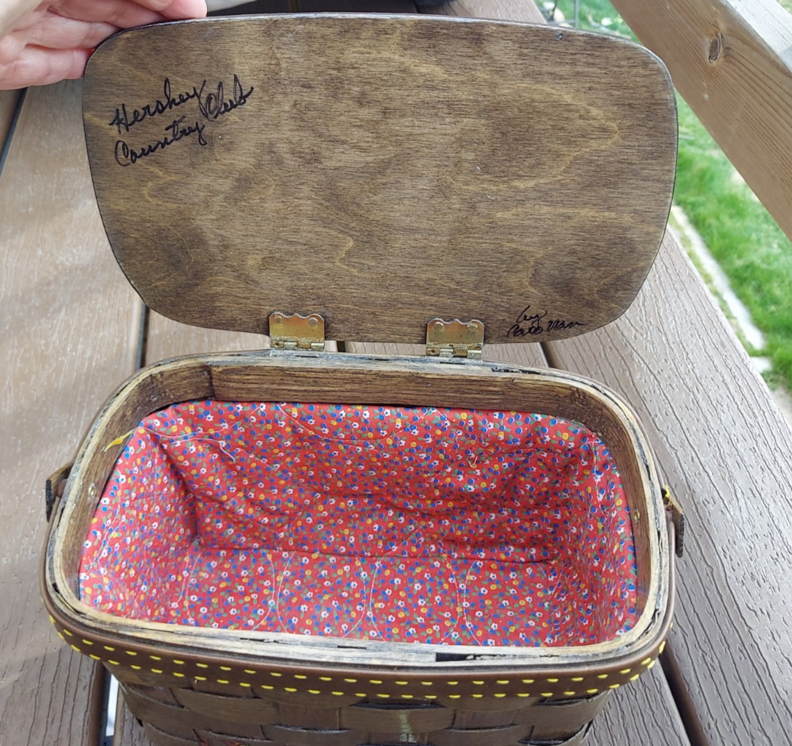 Signed Caro Nan Wood Basket Purse ~ Horse Racing Theme for Hershey Country Club