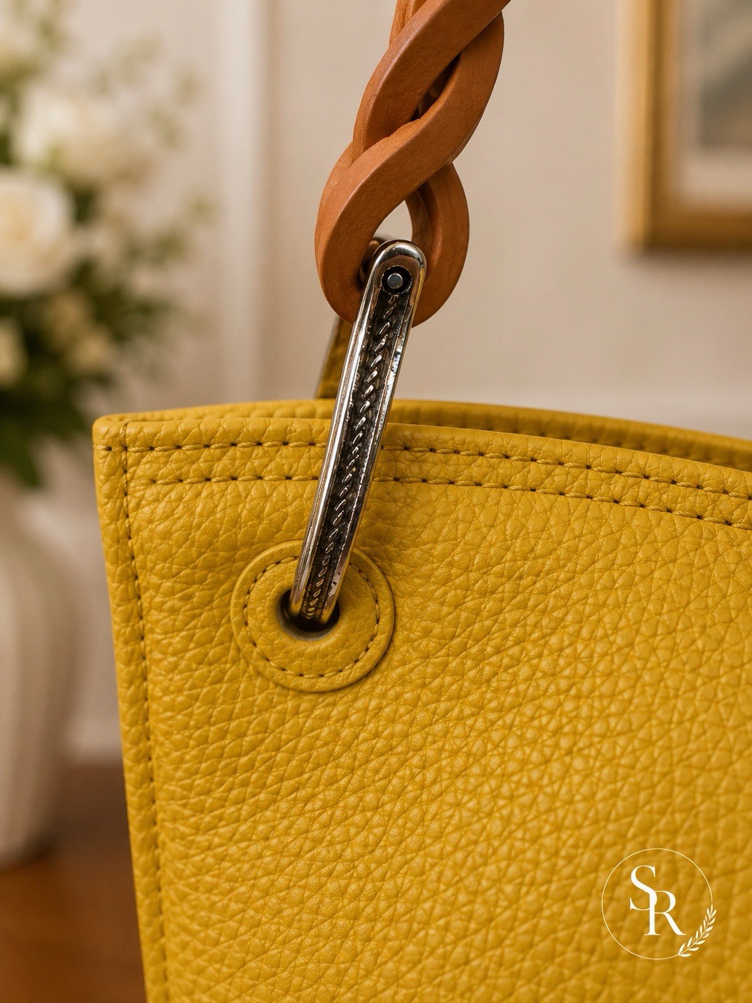 Brighton Piper Slim Yellow Embossed Leather Shoulder Bag Tassel Heart Charm
