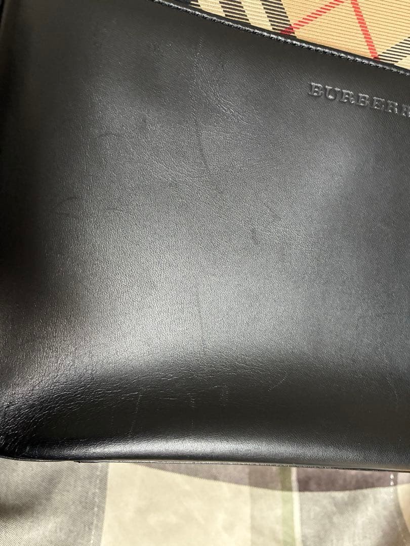Burberry Handbag Check Pattern Leather Used 10.6×8.3×3.9 inches